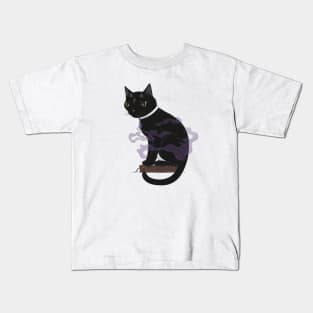 Three-Eyed Cat Practicing Witchcraft: Lesson I (Light) Kids T-Shirt